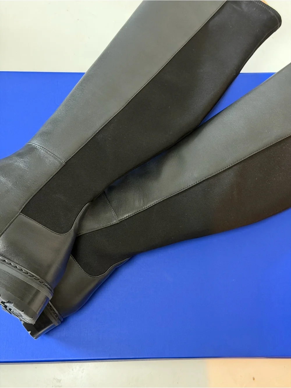 Stuart Weitzman Black City Over the Kner Boots